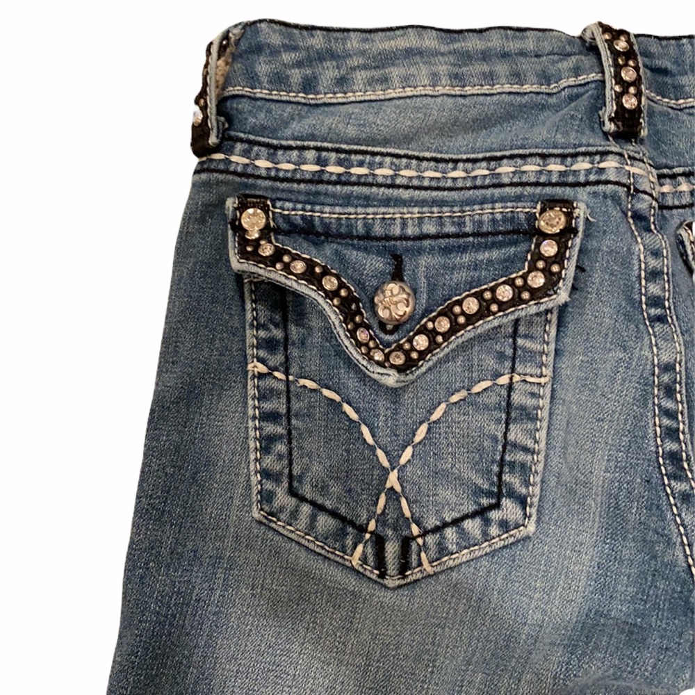 Miss Me Low Rise Skinny Bootcut Rhinestone Jeans - Picture 10 of 16